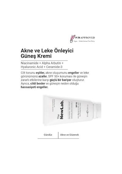 The NewLab Akne Ve Leke Önleyici Güneş Kremi (50 Spf)