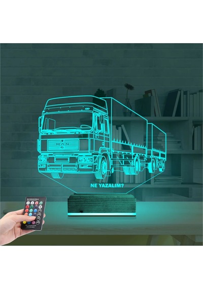 Luvivia Tır Kamyon Tırcı Kişiye Özel 3d Lamba - Masa Gece Lambası Şeffaf