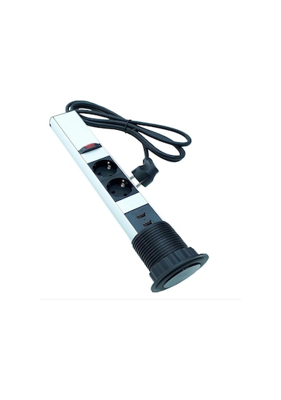 Masa Üstü Priz Bas Aç Tezgah Dolap Gizli Priz 2 Usb 2 220V Pop Up