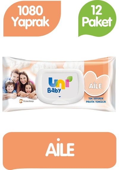 Uni Baby Aile Islak Havlu Mendil 90x12 1080 Yaprak