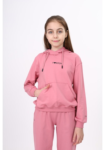 Toontoy Kız Çocuk Oversize Kapüşonlu Cepli Düşük Omuz Baskılı Sweatshirt - 2 İplik Gülkurusu Toontoy Kız Çocuk Oversize Kapüşonlu Cepli Düşük Omuz Baskılı Sweatshirt - 2 İplik Gülkurusu