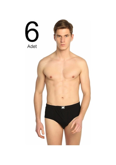 Tutku Erkek Siyah 6'lı Paket Pamuk Slip Siyah