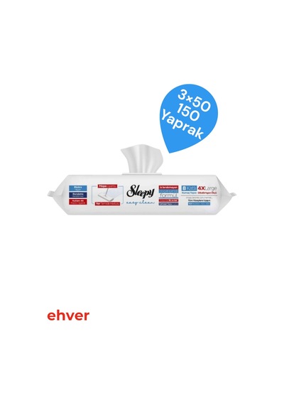 Sleepy 3'lü Easy Clean Çamaşır Suyu Katkılı Mopa Uyumlu Yer Temizlik Havlusu 150 Yaprak Diğer