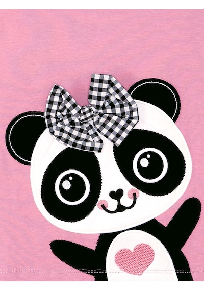 Panda Fırfır Detaylı Kız Çocuk Pembe Yazlık Elbise