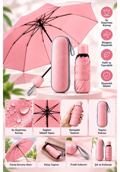 Kapsül Şemsiye Pembe Hardal