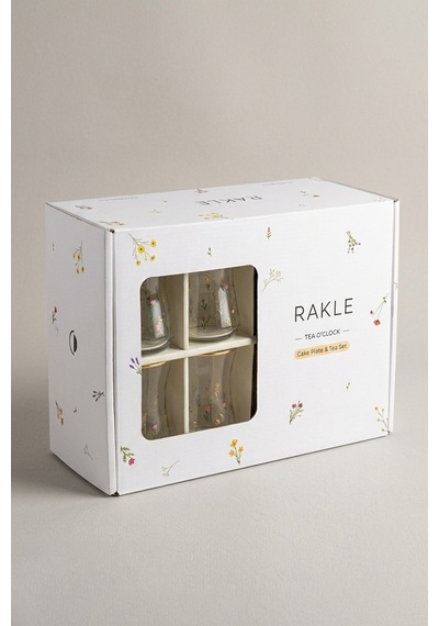 Botanical 12 Parça 4 Kişilik Seramik Pasta Tabağı Seti 20 Cm / Çay Seti 170 Cc Çok Renkli