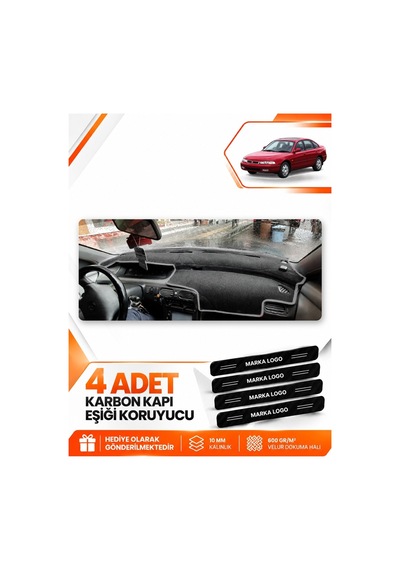Mazda 626 Cronos 1991-1996 Uyumlu Ön Torpido Koruma Kılıfı Halısı Koruyucu - Siyah Gri