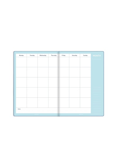 15x21 Keten Süresiz Planlayıcı Ajanda Defter Mavi Çok Renkli