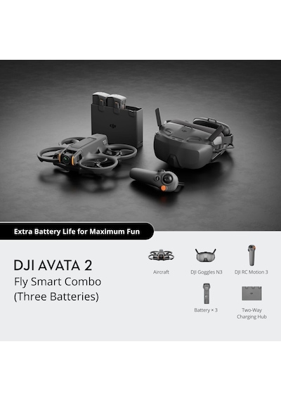 DJI Avata 2 Fly Smart Combo (Three Batteries) | Türkiye Karacasulu Garantili