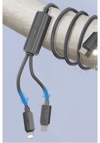 Earldom EC-IC01 1.2 M Çift Çıkışlı 2 in1 PD Hızlı Şarj Kablosu