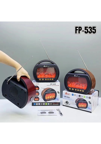 Nostaljik Radyo Fp-535 Şömine Efektli Ahşap Görünümlü Usb-tf-am/fm/sw1-2 Bluetooth Hoparlör