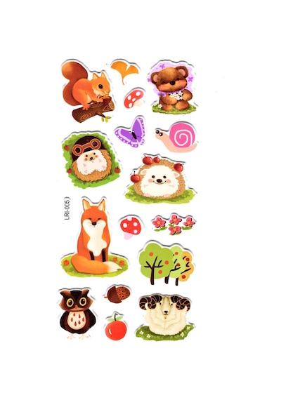 Sticker Kabartmalı Stiker Defter Planlayıcı Etiket Lrı005 -17x9 Cm- Minik Hayvanlar