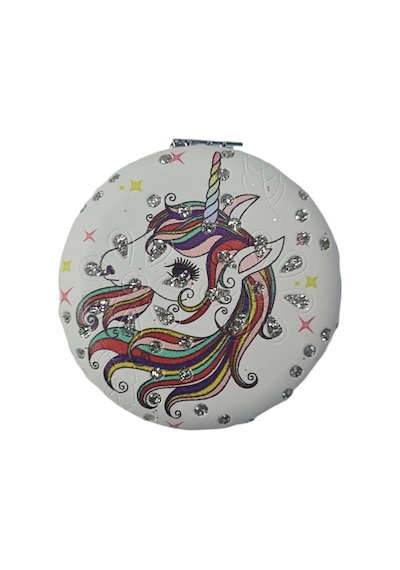 Gigi Panda Unicorn Tekboynuz Desenli Katlanır Yuvarlak Makyaj Aynası Yazısız