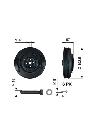 Gates Tvd1033a Krank Kasnagi 074105251ac 074105251n 074105251r