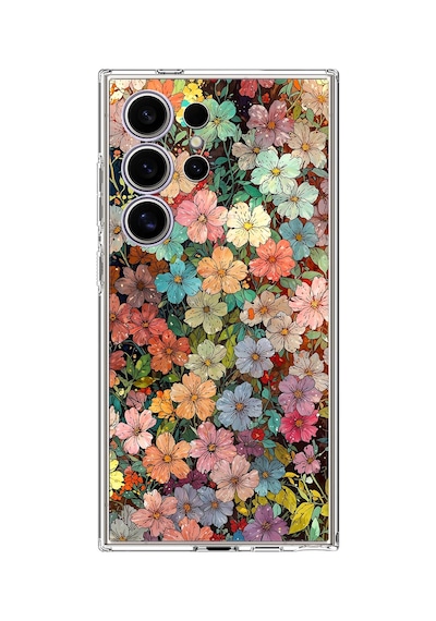 Samsung Galaxy S24 Ultra Uyumlu Vintage Botanik Çiçek Bahçesi Baskılı Silikon Kılıf