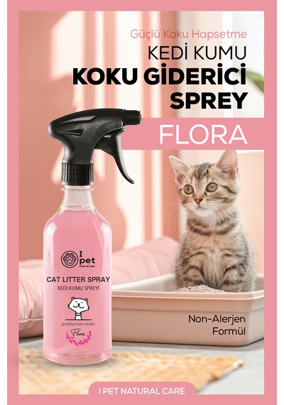Kedi Kumu Kokusu Spreyi, Flora 500 Ml Koku Hapseden Doğal Ferahlık Spreyi