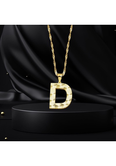 D Harfi 3 Boyutlu Altın Kolye 8KLHZ04