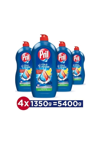 Pril Elde Yıkama Sıvı Bulaşık Deterjanı Limon 4 x 1350 ML