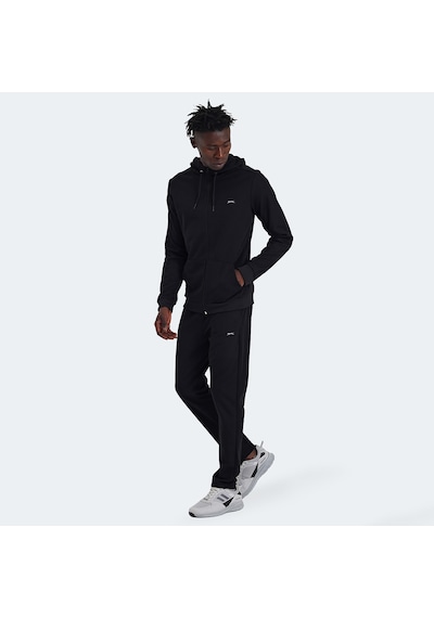 Slazenger RICH Erkek Fermuarlı Kapüşonlu Cepli Siyah Eşofman Takımı