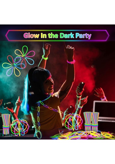 Glow Sticks - 100 Adet Parlayan Çubuklar Toplu Parti Paketi - 20,32 Cm Karanlıkta Parlayan Parti Malzemeleri Neon Part Çok Renkli