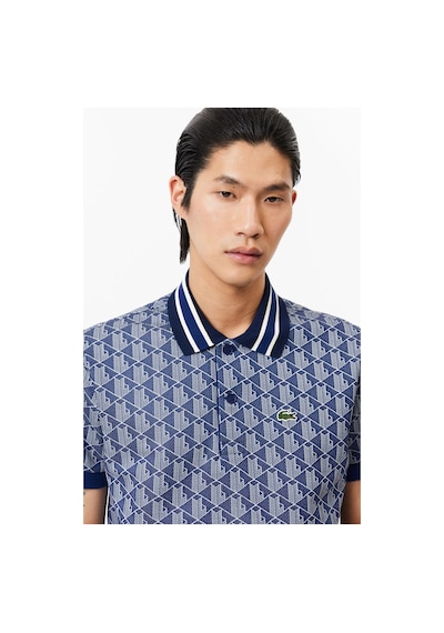 Lacoste Classic Fit Monogram Polo T-shirt Erkek Polo Yaka Tişört Lacivert