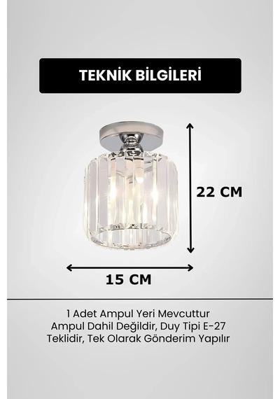 Chiaro Forte Model Krom Renk Kaplama Kristal Taşlı Metal Gövde Luxury Serisi Modern Plafonyer Avize Krom