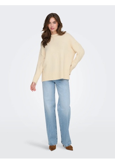 Only Onlhazel Ls Highneck Overs Pull Kadın Kazak 15352853 Ekru