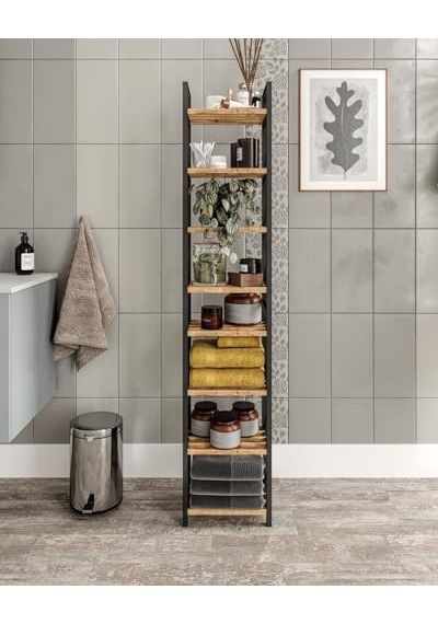 Tr Dekoratif Banyo Rafı Organizer Retro Tasarımlı Çok Amaçlı Düzenleyici Raf, Ahşap Çam Raflı, Dayanıklı Diğer