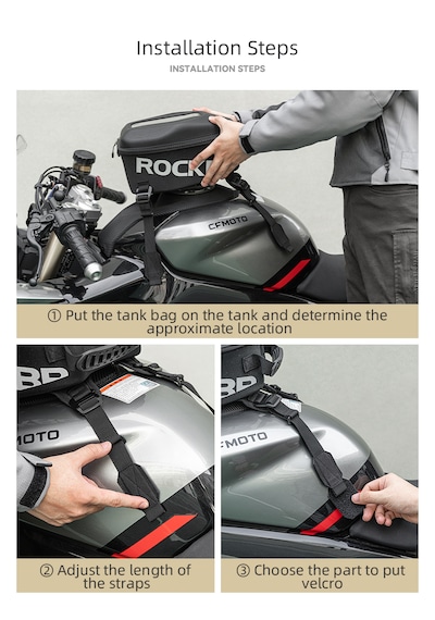 Rockbros 7l Sert Kabuk Hard Shell Bölmeli Motosiklet Tank & Kuyruk Çantası Alüminyum - Siyah
