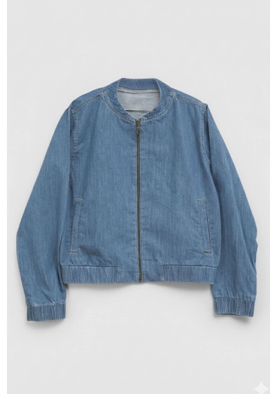 Kadın Açık Mavi Bomber Denim Ceket Açık Mavi