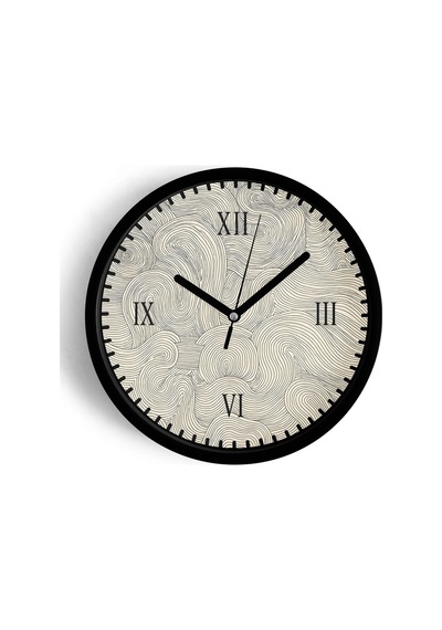 Soyut - Bohem Modern Duvar Saati - 25cm - Önü Camlı Siyah Kasa - Sessiz Mekanizma-jh0726 Siyah