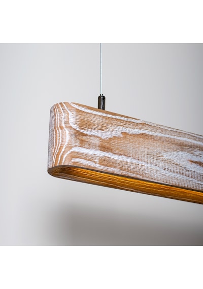 Soft Patine Modern Ahşap Aydınlatma - Minimal Led Sarkıt Avize Akça Ahşap