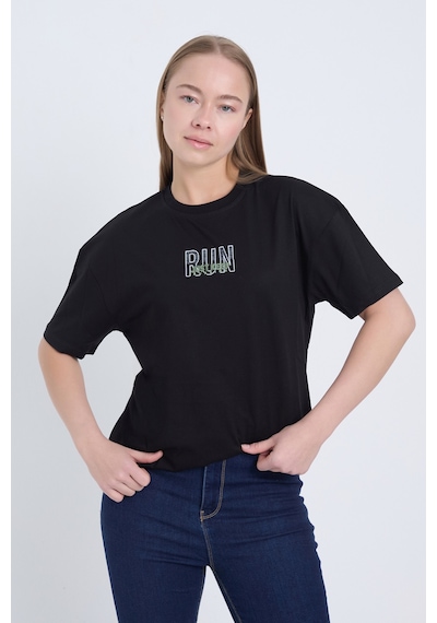 Velvoria Unisex Oversize Siyah Run T-shirt
