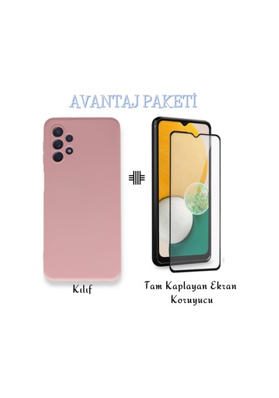 Samsung Galaxy A13 4g Ile Uyumlu Kılıf Kadife Yüzey Lansman Kılıf Tam Kaplayan Ekran Koruyucu Col177320-