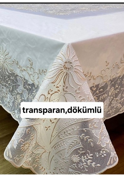 Dökümlü Tül Dantel İşleme Görünümlü Hafif Transparan Lüks Dikdörtgen Kaymaz Yıkanabilir Dikdörtgen Pvc Muşamba Masa Örtüsü Krem Dökümlü Tül Dantel İşleme Görünümlü Hafif Transparan Lüks Dikdörtgen Kaymaz Yıkanabilir Dikdörtgen Pvc Muşamba Masa Örtüsü Krem