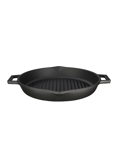 Lava Döküm Yuvarlak Izgara Tava Metal Kulplu Taban Konkav 15 MM