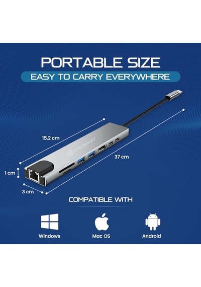 Portları 1 Arada Usb C Hub Adaptörü 4k Hdmı Şarj Cihazı Usb C Bağlantı Noktaları Sd Micro Sd Kart Okuyucular Et