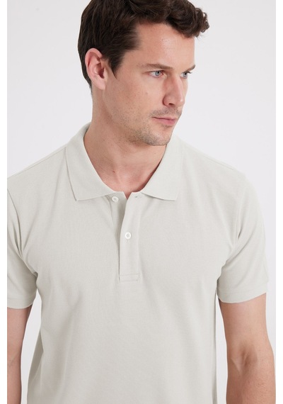 Tudors Erkek Slim Fit Dar Kesim %100 Pamuk Kısa Kollu Polo Yaka Yeşil Tişört-50261