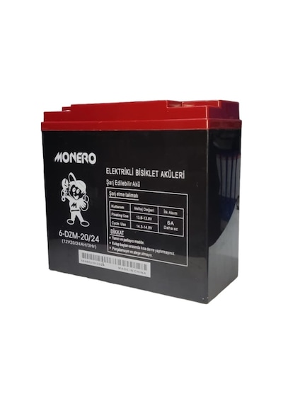 Monero 12v-20 Amper Dik Yeni Tarihli E-bıke Elektrikli Bisiklet Akü Ebatlar:180 78 170 Mm