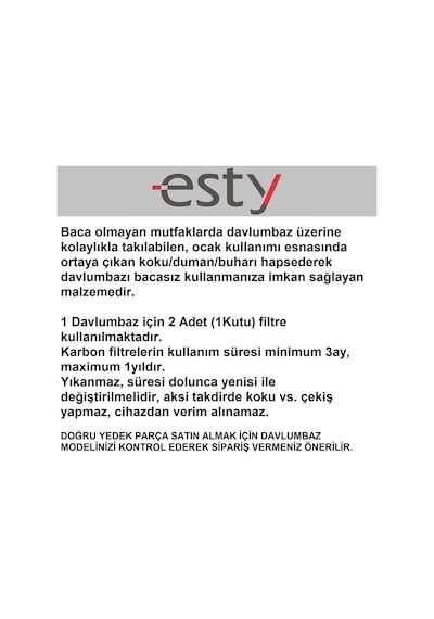 Silverline Uyumlu Esty 2240 Davlumbaz 1190 1390 Aspiratör Karbon Filtre - 361135940