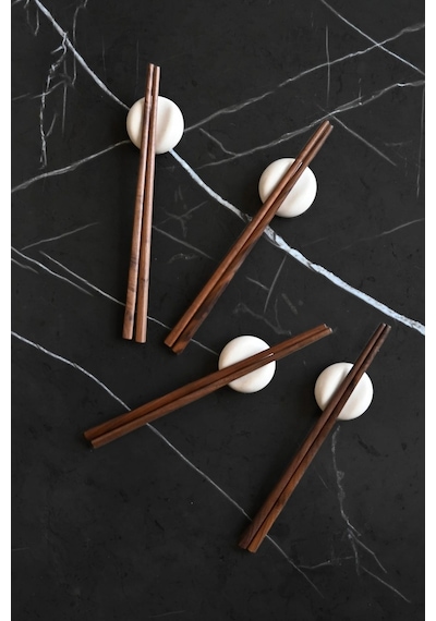 101 Copenhagen Native Chopstick Holders Birch 4 Lü El Yapımı Seramik Çubuk Desteği Beyaz