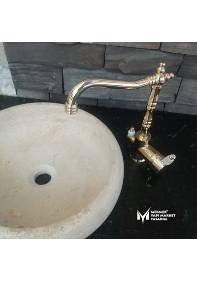 Arıtmalı Rustik Lavabo Bataryası Altın