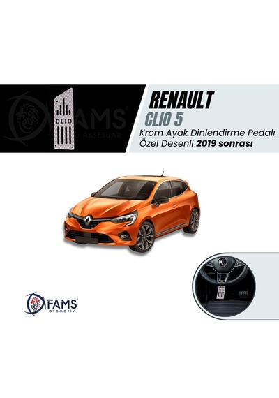 Renault Clio 5 2019 Özel Desenli Krom Ayak Dinlendirme Pedalı