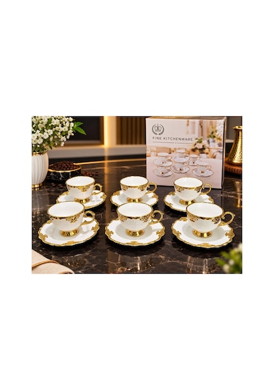 Bone China Gold Kahve Fincan Takımı 6 Kişilik Altın - 934054437 Altın