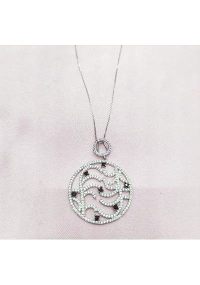 Oriental Kuyumculuk Jewellery Yuvarlak Taşlı Gümüş Kolye Beyaz