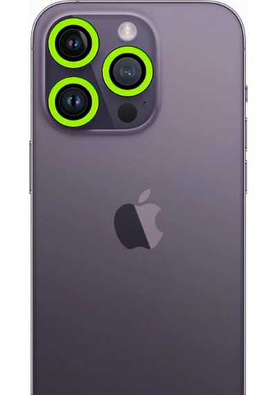 iPhone Uyumlu 12 Pro Max Neon Fosforlu Kamera Lens - Yeşil Diğer