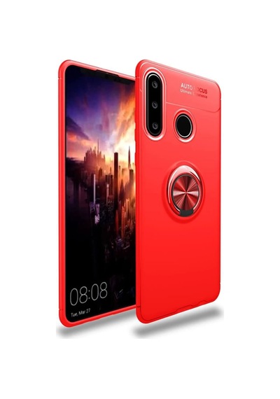 Huawei Y6p Uyumlu Kılıf Range Yüzüklü Silikon - Kırmızı