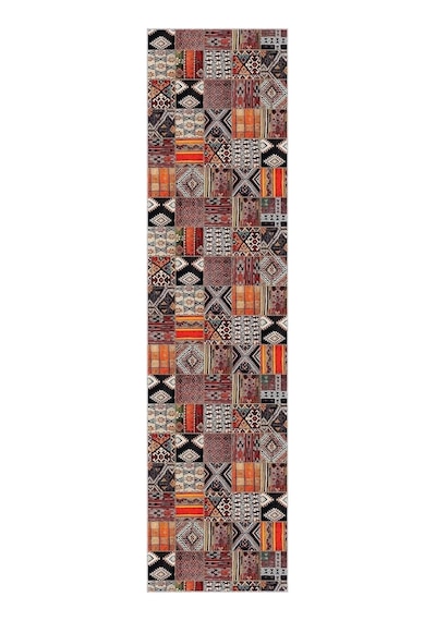 Viva Home Kaymaz Tabanlı Makinede Yıkanabilir Patchwork Rulo Yolluk Halı, Turuncu, 80 X 300 Çok Renkli