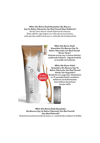 White Glo Çay & Kahve Tüketenlere Özel Beyazlatıcı Diş Macunu 150 G + Diş Fırçası