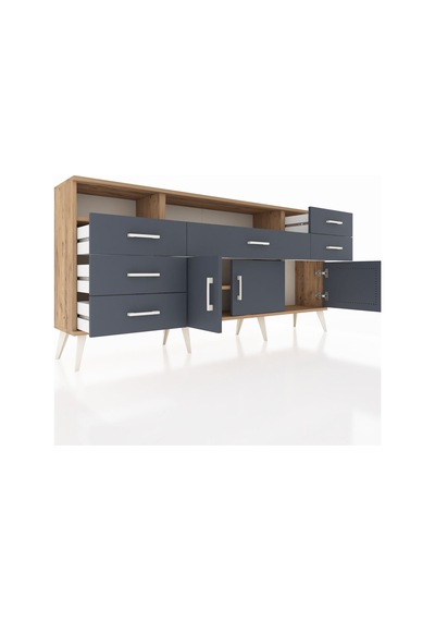 Arges Konsol 3 Raflı 6 Çekmeceli 3 Kapaklı 176x30x83 Çam-antrasit/antrasit Antrasit/antrasit Arges Konsol 3 Raflı 6 Çekmeceli 3 Kapaklı 176x30x83 Çam-antrasit/antrasit Antrasit/antrasit